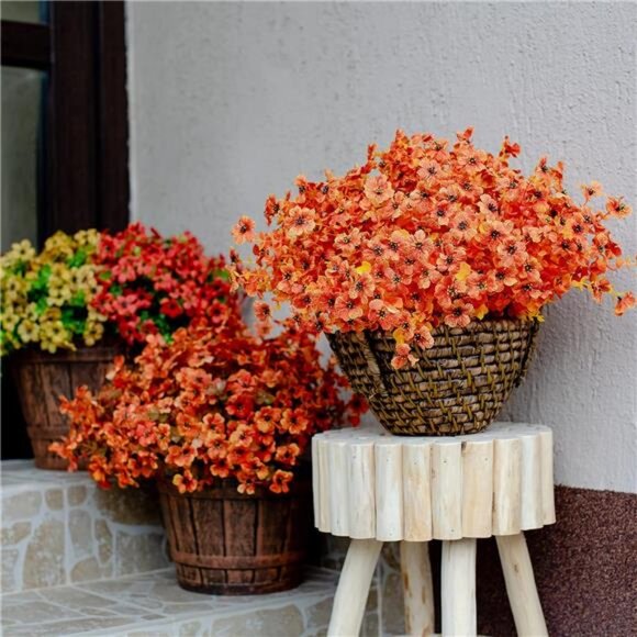 Artificial Fall Flowers for Outdoors Fake Plants Bundles Faux Outside Greenery - Picture 4 of 8
